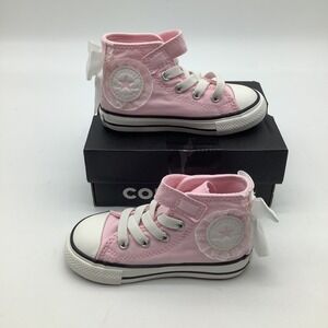 Converse‎ CTAS 1V Hi Top Pink Frosting White Bow Infant Sneakers Size 6 New